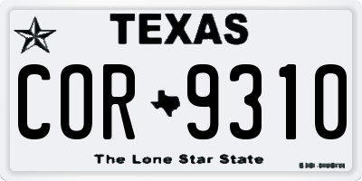 TX license plate COR9310