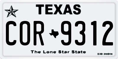 TX license plate COR9312