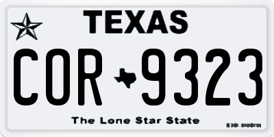 TX license plate COR9323