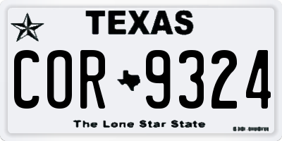 TX license plate COR9324