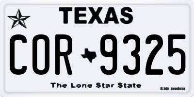 TX license plate COR9325