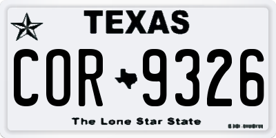 TX license plate COR9326