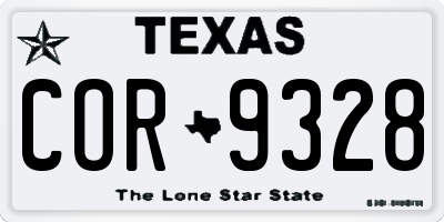 TX license plate COR9328