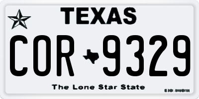 TX license plate COR9329