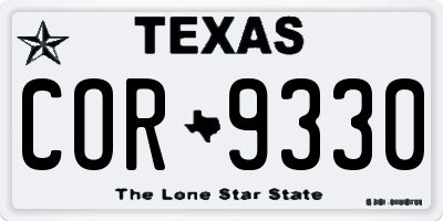 TX license plate COR9330