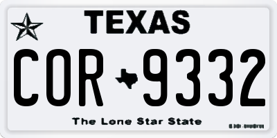 TX license plate COR9332
