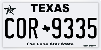TX license plate COR9335