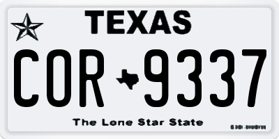 TX license plate COR9337