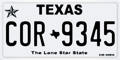 TX license plate COR9345