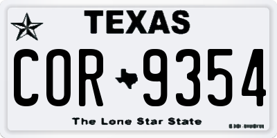 TX license plate COR9354