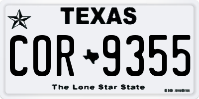 TX license plate COR9355