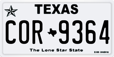 TX license plate COR9364