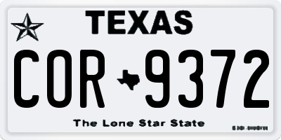 TX license plate COR9372