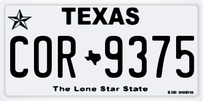 TX license plate COR9375