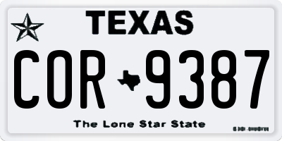 TX license plate COR9387