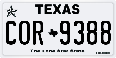 TX license plate COR9388