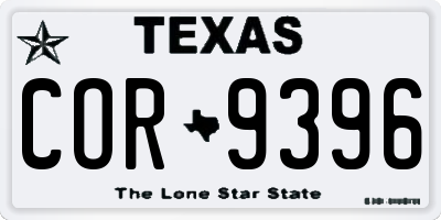 TX license plate COR9396