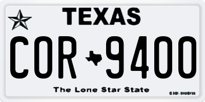 TX license plate COR9400