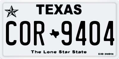 TX license plate COR9404