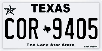 TX license plate COR9405