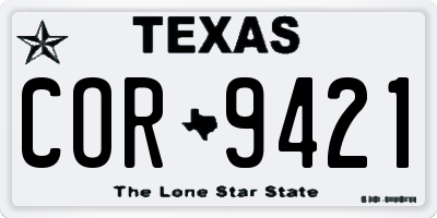 TX license plate COR9421