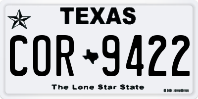 TX license plate COR9422
