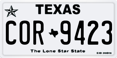 TX license plate COR9423