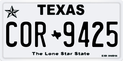 TX license plate COR9425