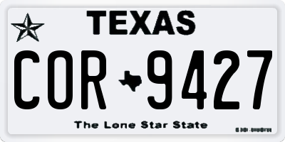TX license plate COR9427