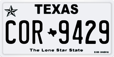TX license plate COR9429