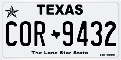 TX license plate COR9432
