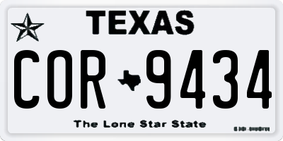 TX license plate COR9434