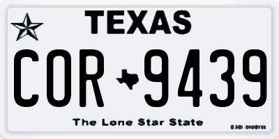 TX license plate COR9439