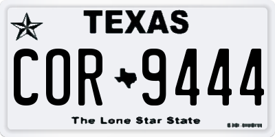 TX license plate COR9444