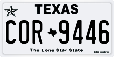 TX license plate COR9446