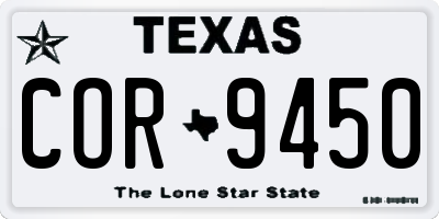 TX license plate COR9450
