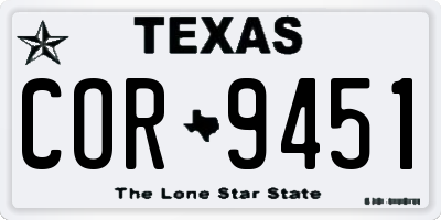 TX license plate COR9451