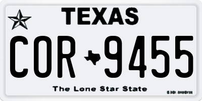 TX license plate COR9455