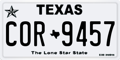 TX license plate COR9457