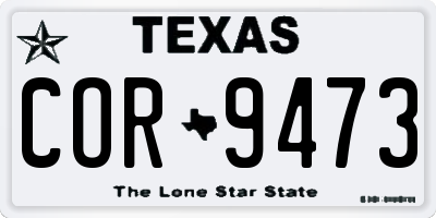 TX license plate COR9473