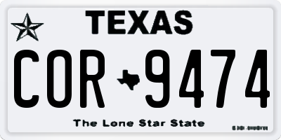 TX license plate COR9474