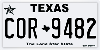 TX license plate COR9482
