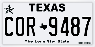 TX license plate COR9487
