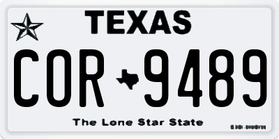 TX license plate COR9489