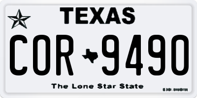 TX license plate COR9490