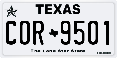 TX license plate COR9501