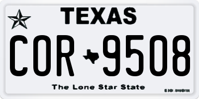 TX license plate COR9508