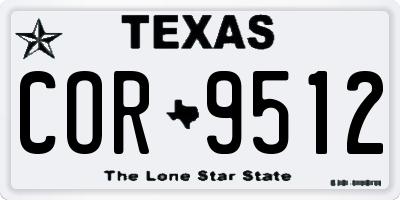 TX license plate COR9512