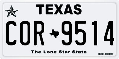 TX license plate COR9514