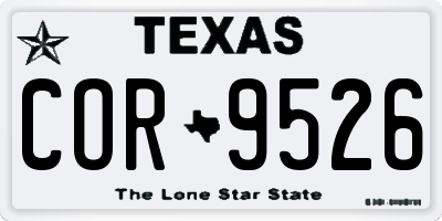 TX license plate COR9526